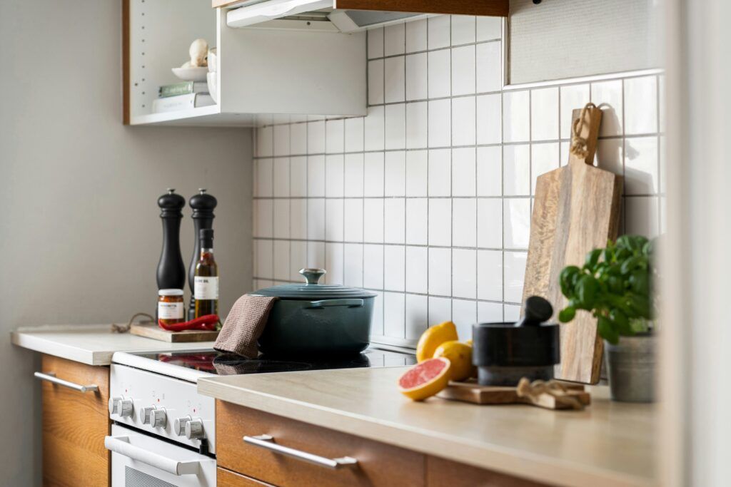 minimal kitchen with food prep
