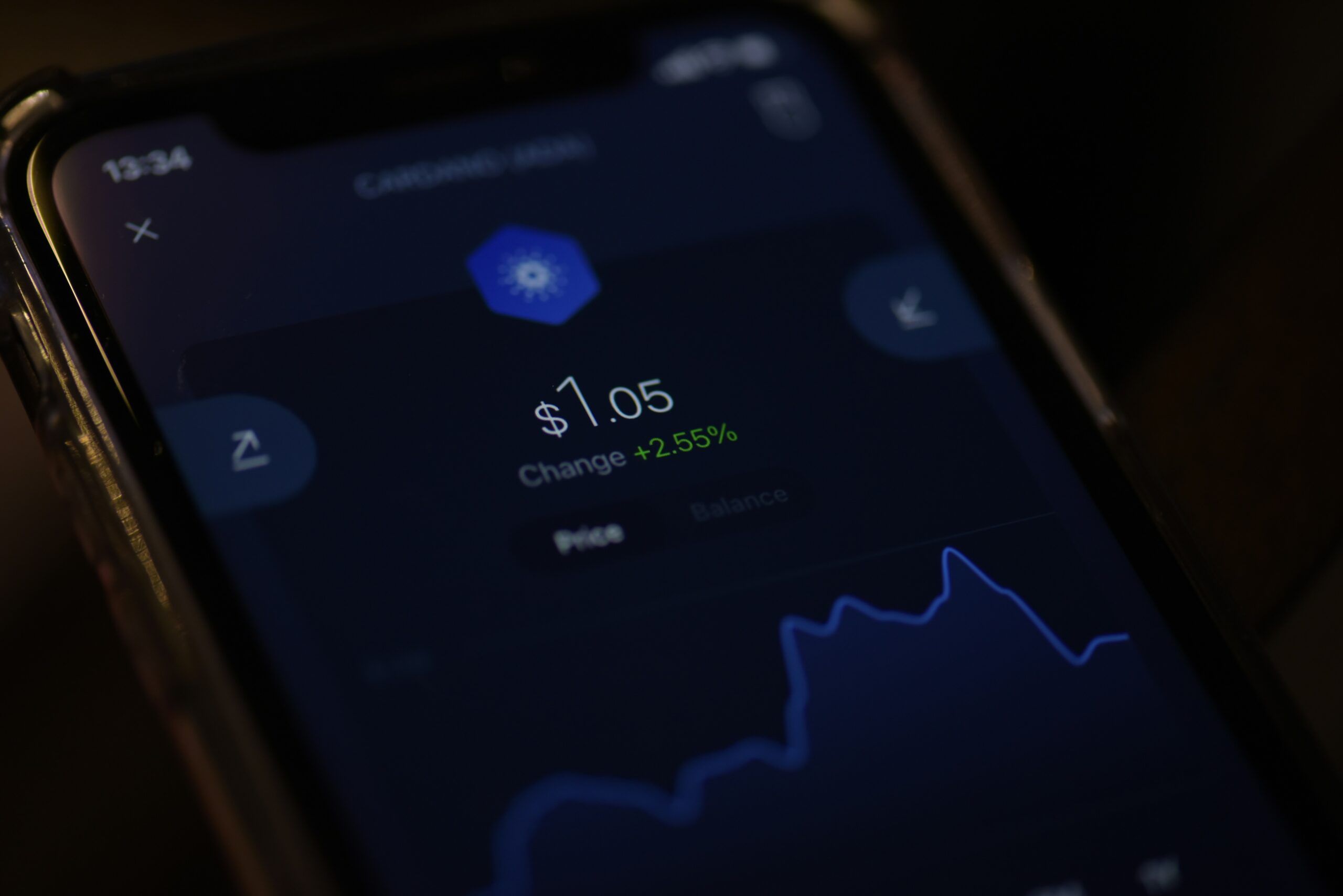 smartphone showing finance app