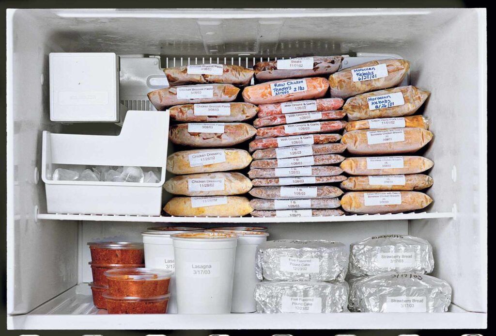 frozen food neatly stored