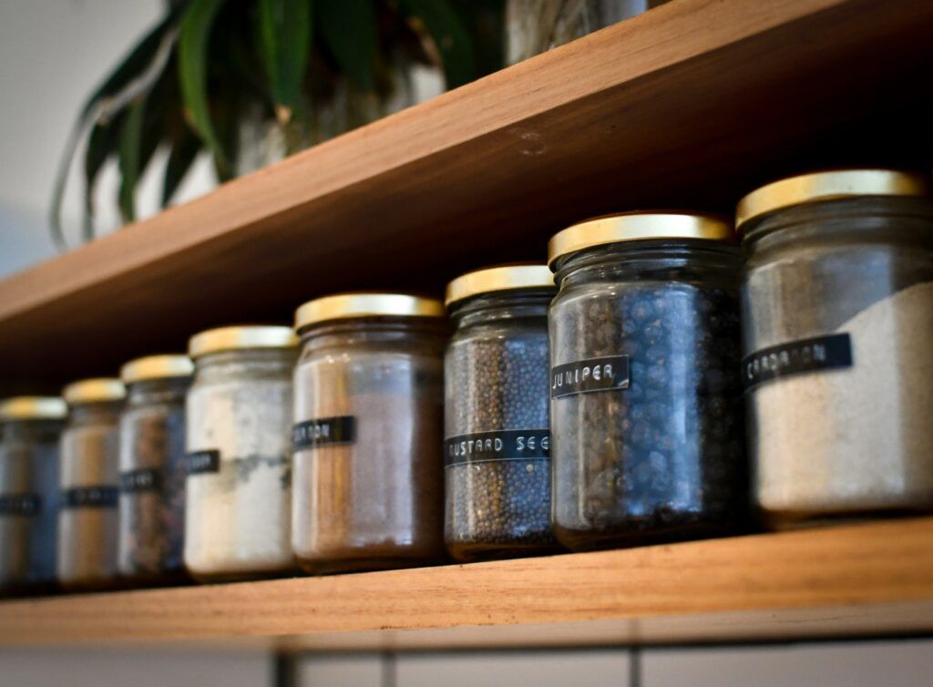 pantry with labeled jars
