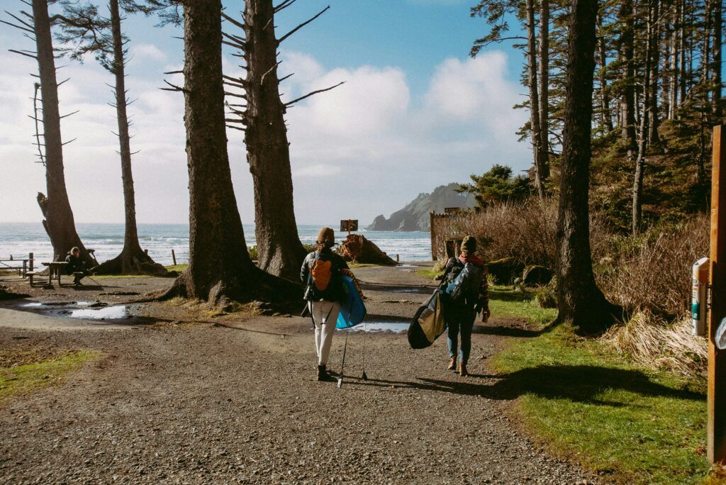 travelers hiking in nature