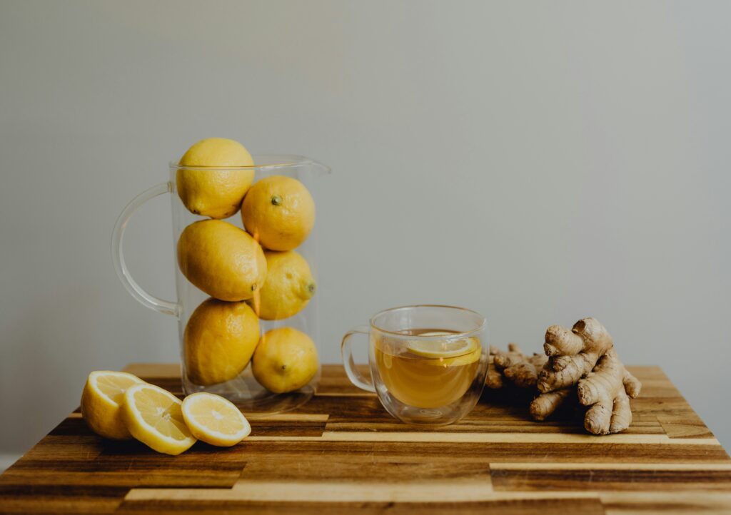 best foods to immune system -ginger and lemon tea