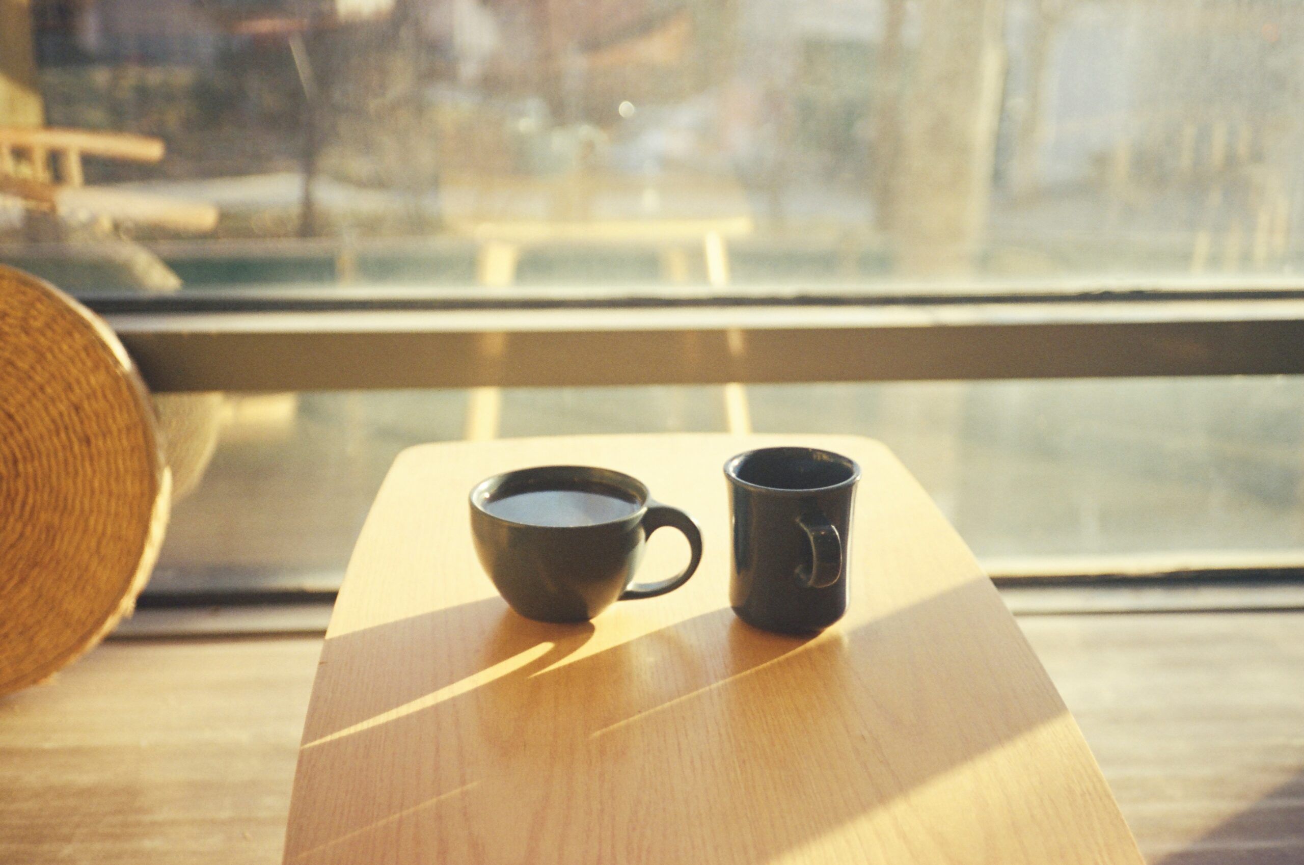 sunlight through window with coffee cup