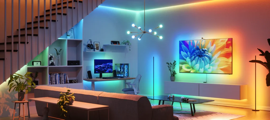 LED lights in modern living room