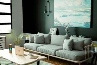 cozy living room with neutral colors
