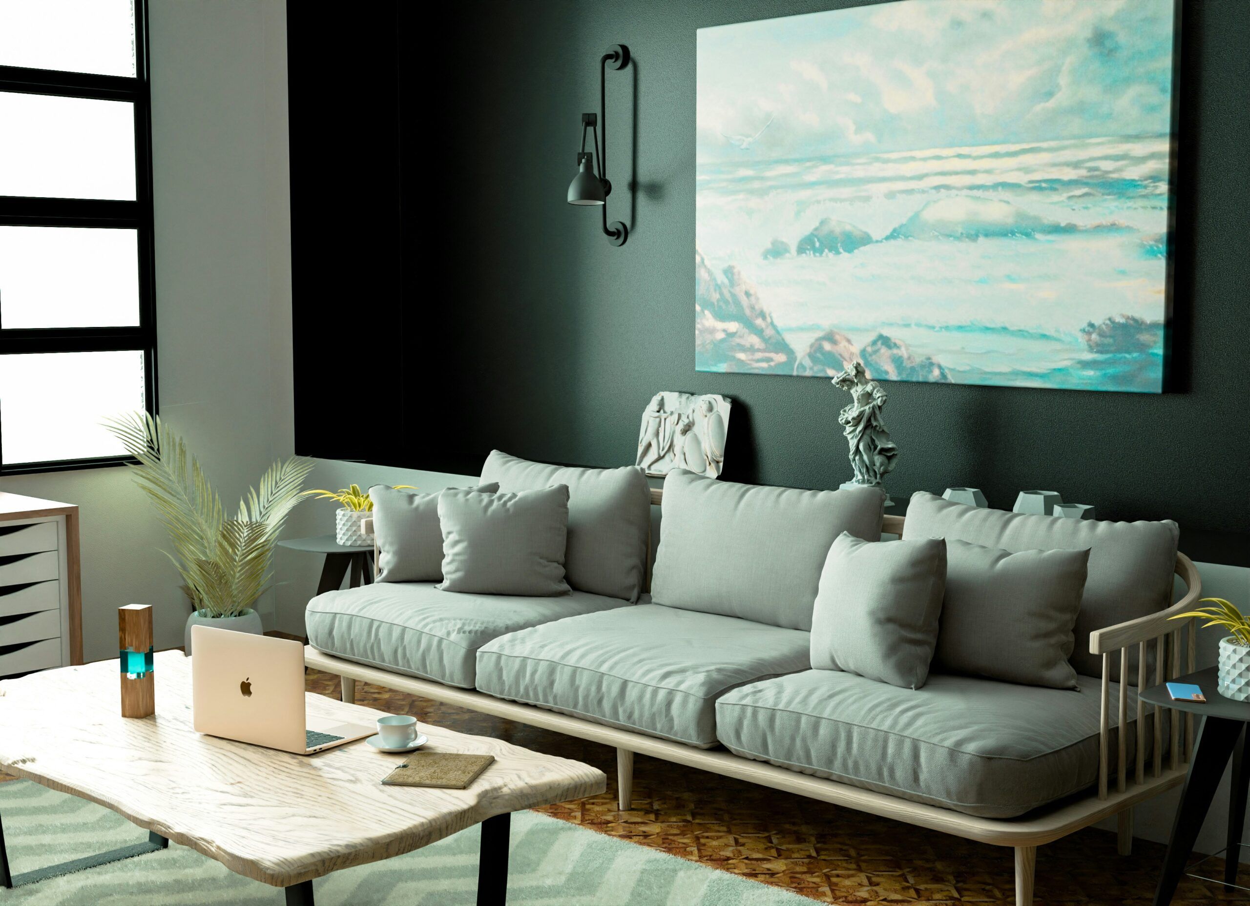 cozy living room with neutral colors