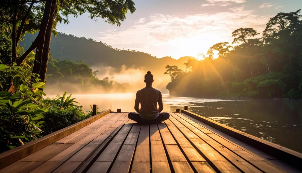sunrise meditation scene