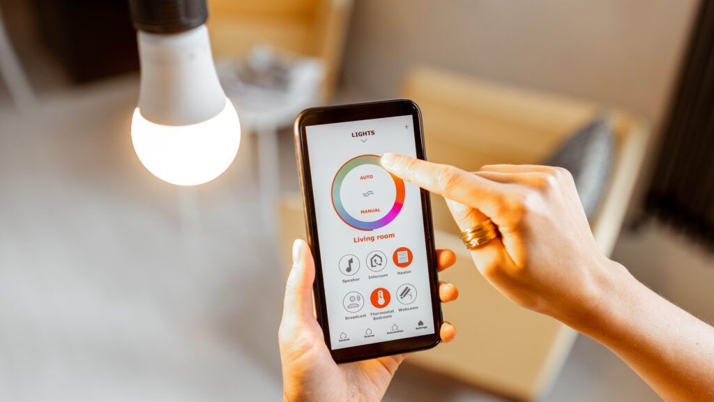 person using smart lights app