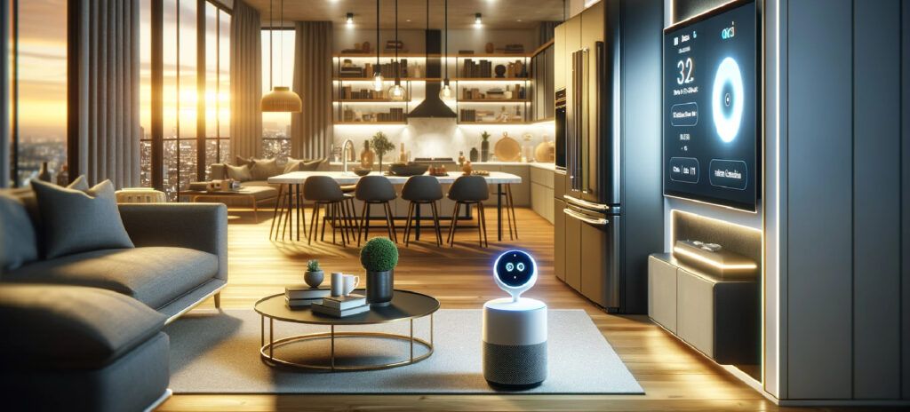 amazon smart home gadgets -modern living room with tech devices