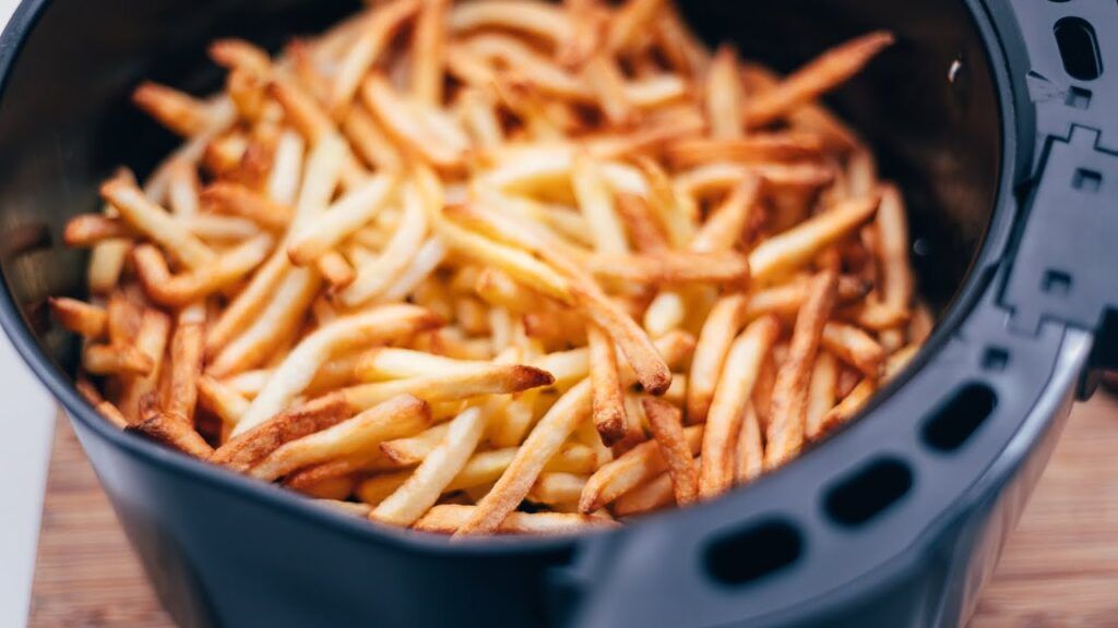 crispy fries in air fryer basket