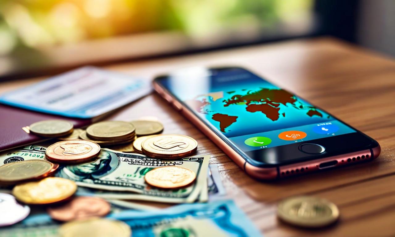 smartphone with cash and coins