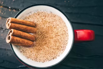 cup of warm milk with cinnamon