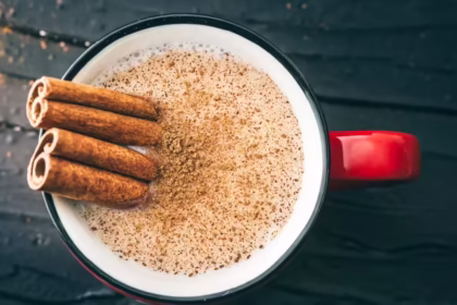cup of warm milk with cinnamon
