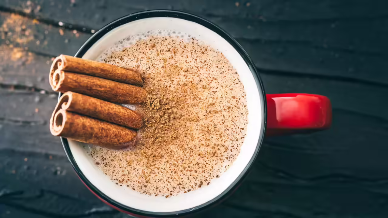 cup of warm milk with cinnamon