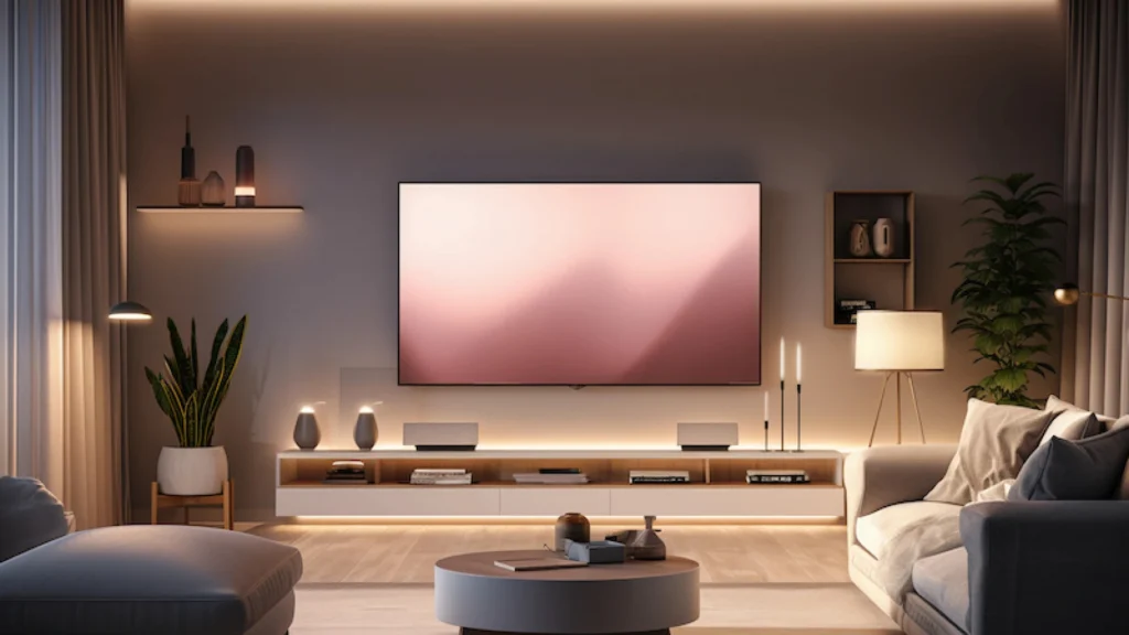 minimalist living room with smart lighting