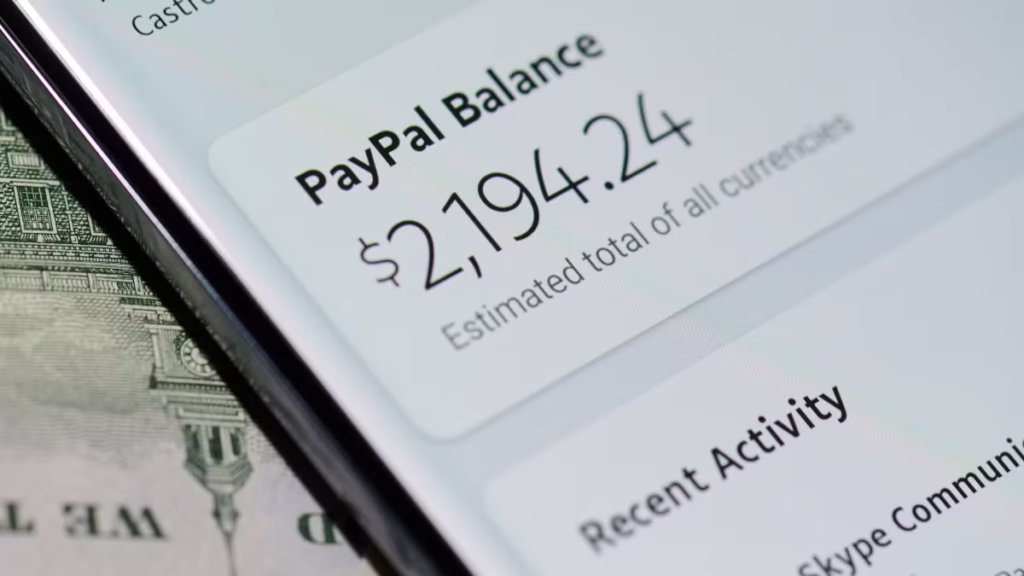 PayPal balance screen