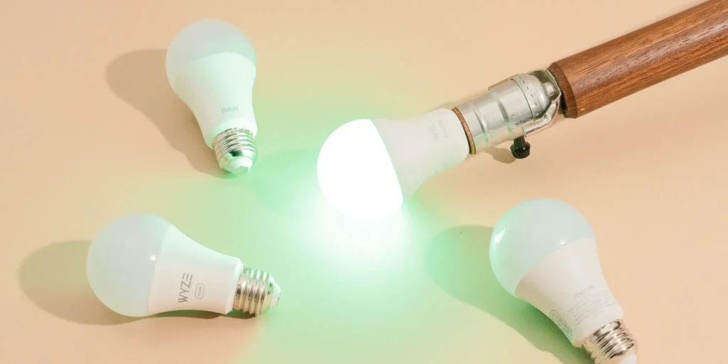 LED smart bulbs glowing